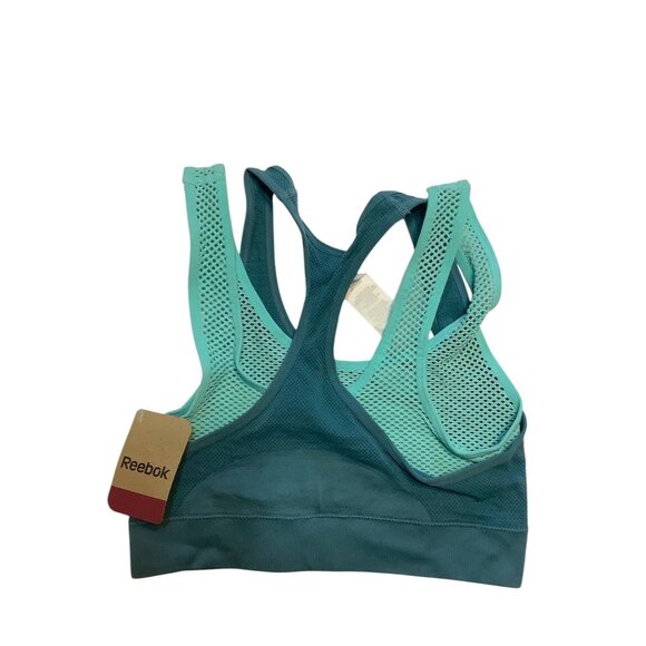 Reebok Teal Racerback Sports Bra Women Small Nylon Elastane Double Strap NEW NWT - Picture 2 of 4